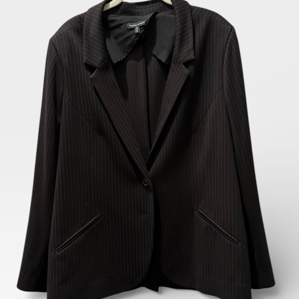 Universal Standard Pinstripe Black Blazer